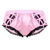 Men's Low Waist Ruffled Floral Lace Satin Bikini Panties Stretchy Knickers Sissy Lingerie
