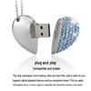 USB-флешка 'Кришталеве Серце': 8 ГБ, 16 ГБ, 32 ГБ, 64 ГБ, Ювелірний подарунок у формі серця, Високошвидкісний для автомобільної музики.