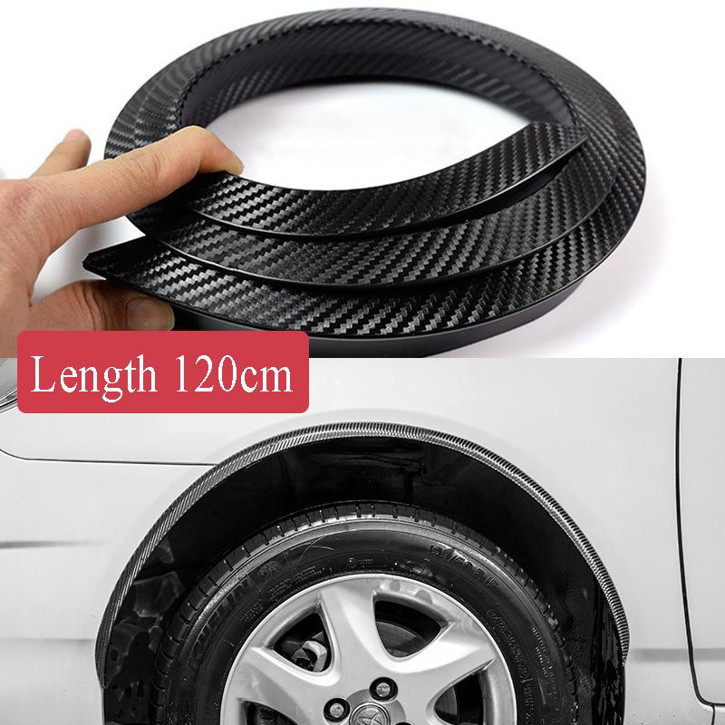 2PC Auto Carbon Fiber Rubber Fender Arch Wheel Eyebrow Protector Sticker Anti-scratch Strip Moulding Trim for Universal Car