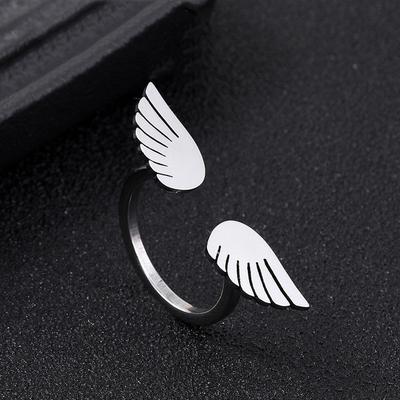 Cartoon Angel Wing Stainless Steel Rings For Men Women Adjustable Ring Unisex Fashion Accessories Designer  Lovers Gift