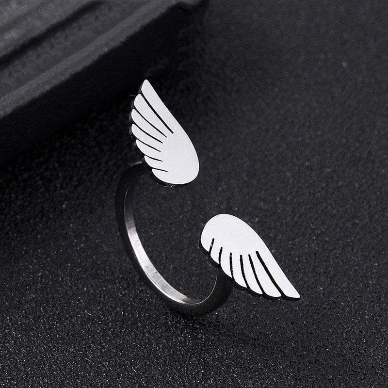 Cartoon Angel Wing Stainless Steel Rings For Men Women Adjustable Ring Unisex Fashion Accessories Designer Lovers Gift