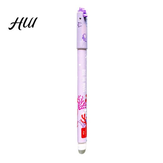 Animal Design Pens Ocean Erasable Gel Cute 3D Turtle Clownfish Seahorse Toppers 0.5mm Pen Set Smooth Writing with Eraser Fun School Supplies