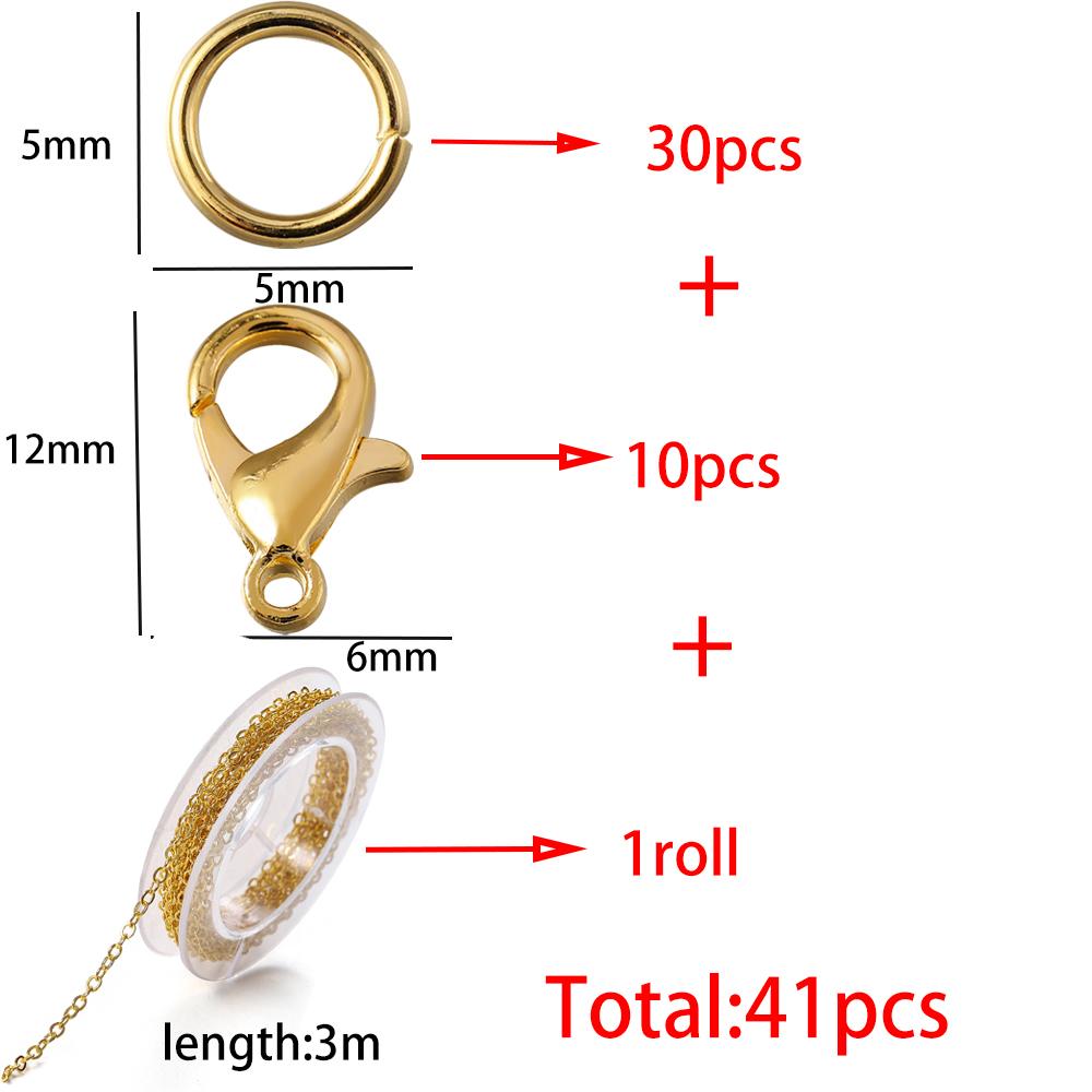 1 Set 3m Iron Cable Chain Connector Link Chains With Jump Rings Lobster Clasps Jewelry Making Set DIY Necklace Materials Finding