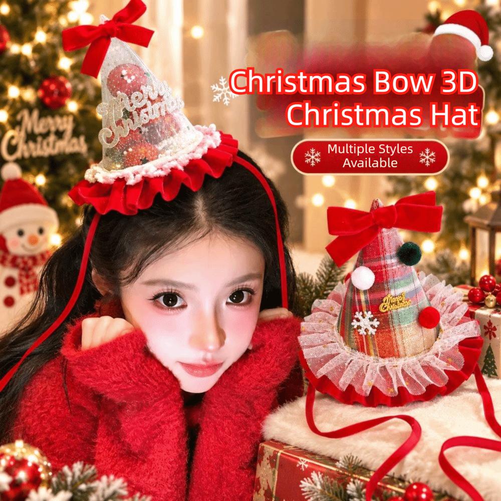 Shiny Sequin Santa Hat Headband Pointed Christmas Hat Hairpin Christmas Hair Clip Cute Toddler