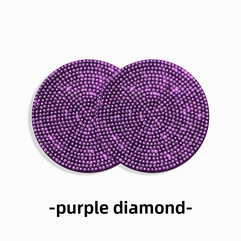2Pcs Diamond Car Coaster Water Cup Slot Non-Slip Mat Bling Gadget Silica Pad Cup Holder Mat Auto Interior Decoration Accessories