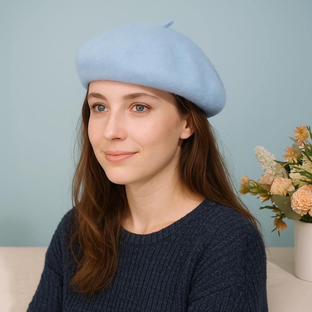 French Baggy Beanie Wool Beret Cap Felt Berets Flat Cap Hat Autumn Beret Hat