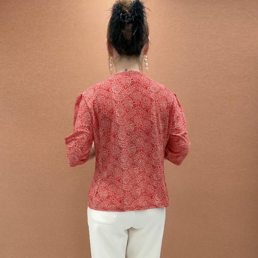 Chic Floral Short-Sleeve T-Shirt for Middle-Aged & Elderly Women - Stylish Summer Top