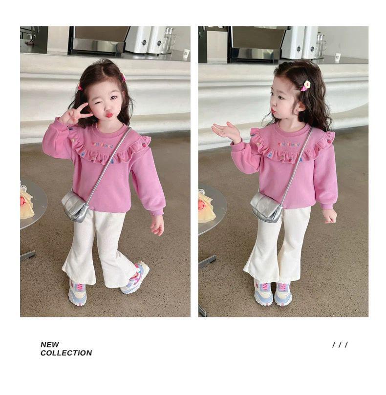 Girls' Stylish Long Sleeve Plus Velvet Sweatshirt - Korean Spring & Autumn 2026 Collection