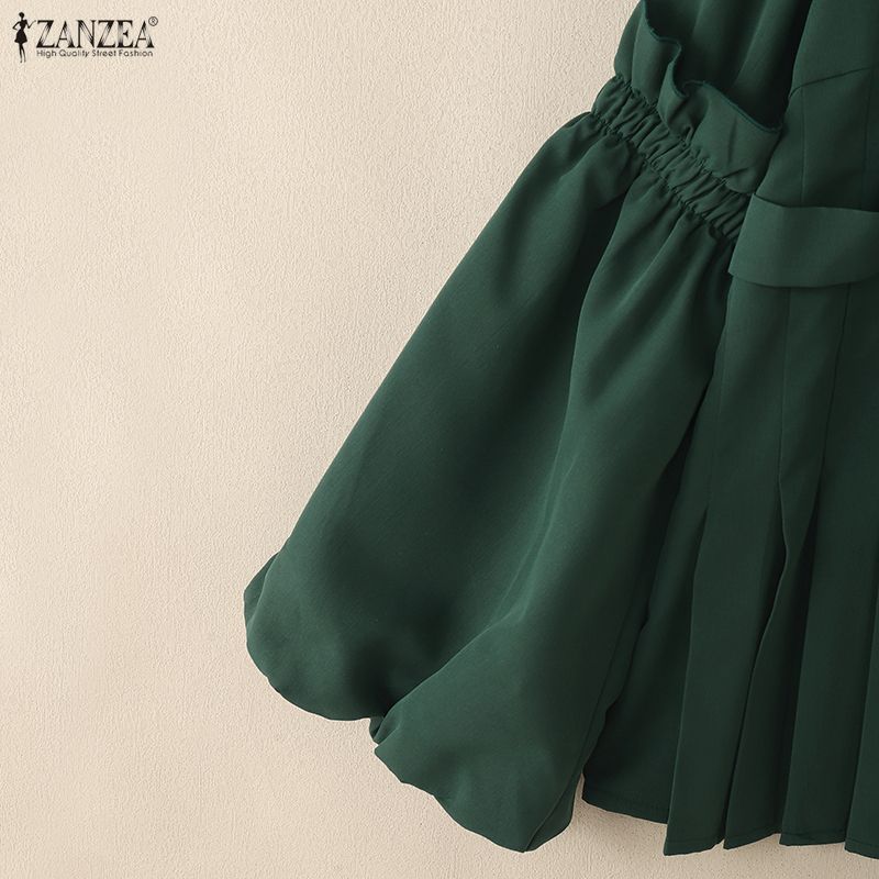 ZANZEA Women Casual V-Neck Puff Long Sleeve Loose Blouse