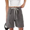 Women's Lightweight Elastic Waistband Cargo Shorts Knee Length Multi Pocket Utility Shorts with Drawstring Adjustable Fit