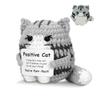 Funny Crochet Cat Doll Ornament Home Room Decoration Handmade Knitted Positive Energy Cat Doll With Card Christmas Party Gifts