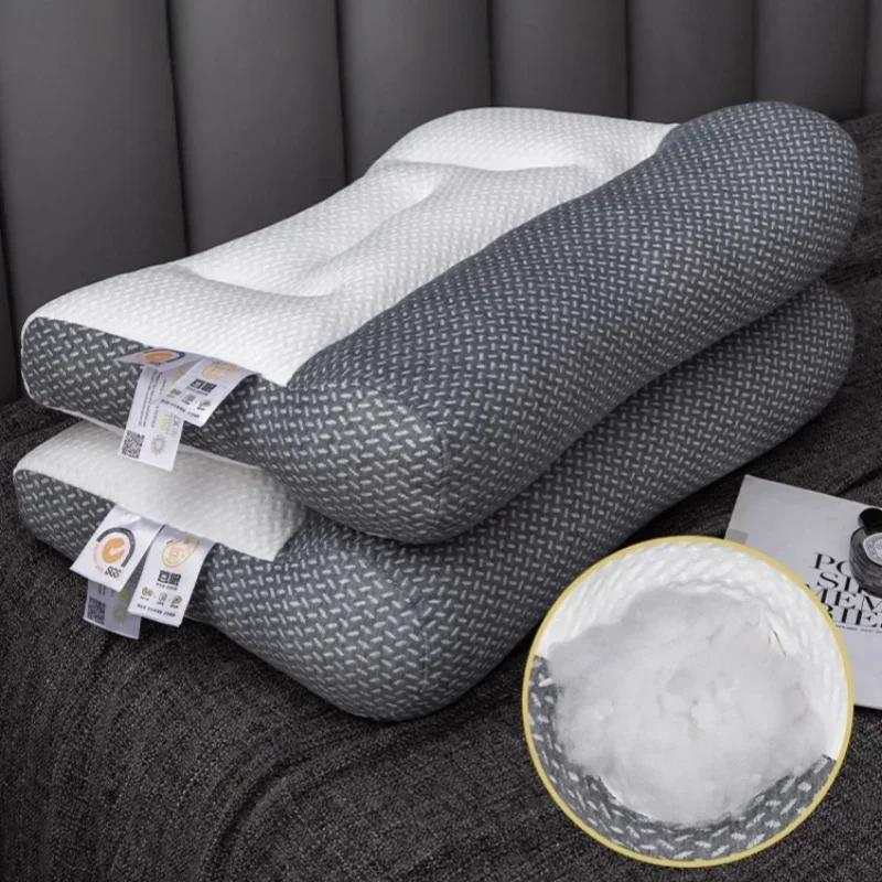 Orthopedic Pillow for Cervical Support & Sleep Aid, Reverse Traction Zoned Design with Soy Fiber Knitted Core (Home/Dorm Use)