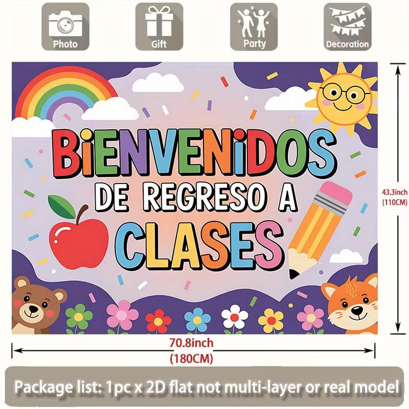 Bienvenidos De Regreso A Clases Backdrop, Spanish Welcome Back to School Banner