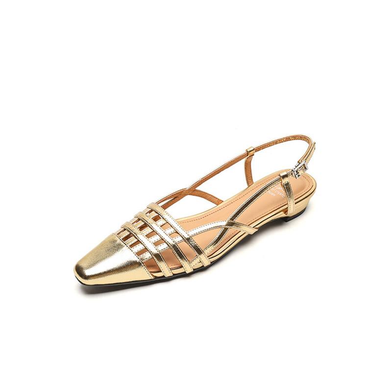 Fashion New Split Leather Summer Sandals Square Toe Sandals for Women Low Heel Concise Gladiator Shoes Fashion Narrow Band Ladies Shoes