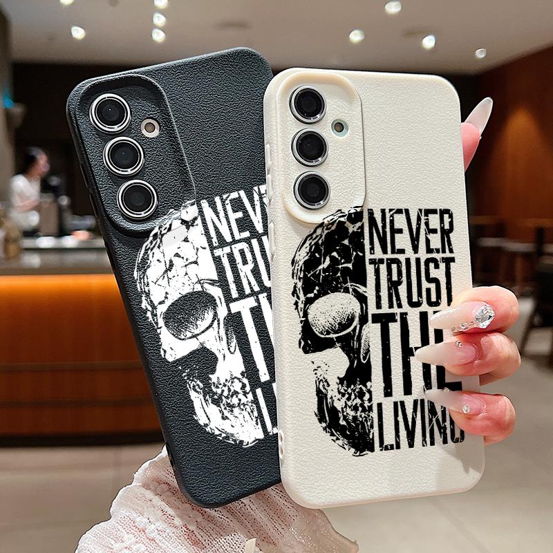 Lettered Skull Pattern Case For Samsung A18 A57 A37 A17 A56 A36 A26 A16 A55 A35 A25 A15 A54 S21 FE S22 S23 S24 Plus S25 S26 Ultra Silicone Cover