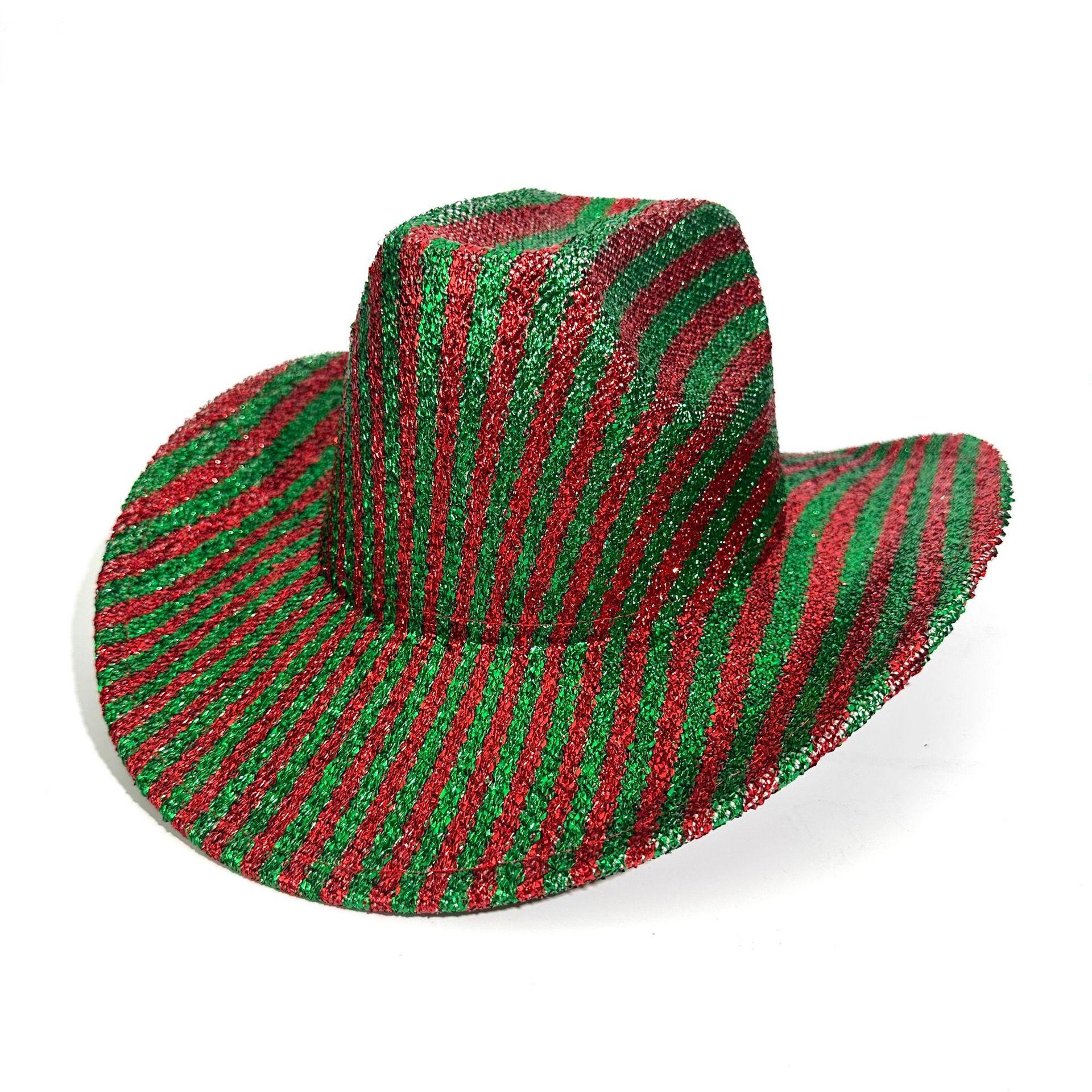 

European And American Sequins Multi-Color Warped Edge Western Cowboy Hatparty Festival Cool Stage Performance Jazz Hat M（56-58cm）
