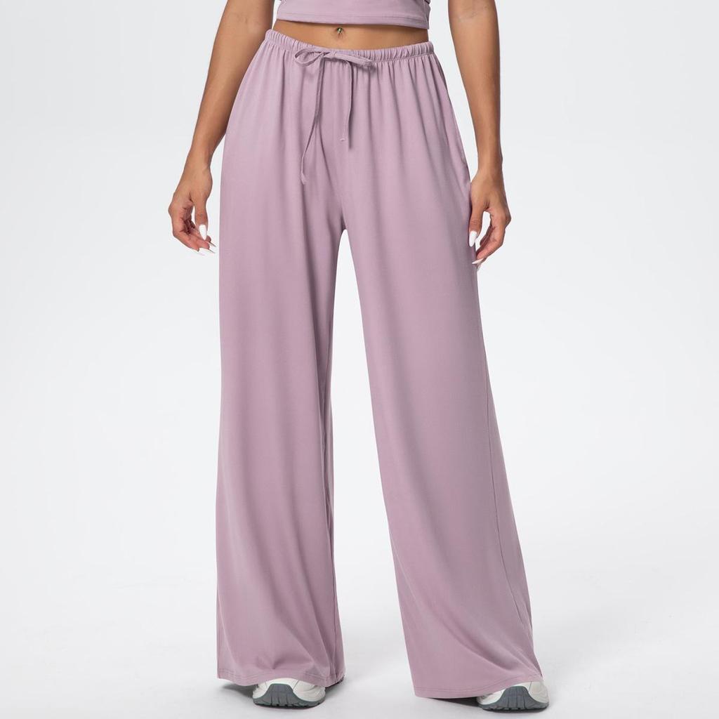 New Loose Fit Wide Leg Yoga Pants with Pockets and Elastic Drawstring