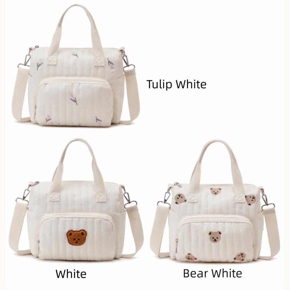 Embroidery Mummy Bag Korean Style Quilted Embroidered Shoulder Bag Baby Diaper Organizer Female