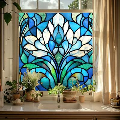 Abstraktní samolepka na okno z barevného skla Elektrostatické samolepky na sklo PVC fólie na okna do obývacího pokoje Koupelna Home Decor