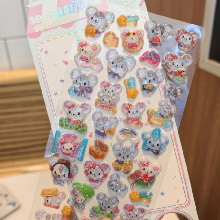 Cartoon Animal Embossed Sticker Educational Childrens Sticker For Scrapbooking Phone Cover Laptop Kid Room Decoration