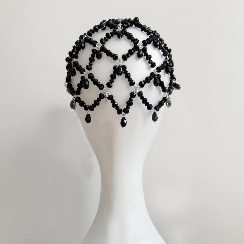 Přívěsek s kamínky Řetízek do vlasů Černá Dámský Šátek na hlavu Módní Svatba Řetízek na čelo Svatební dárek