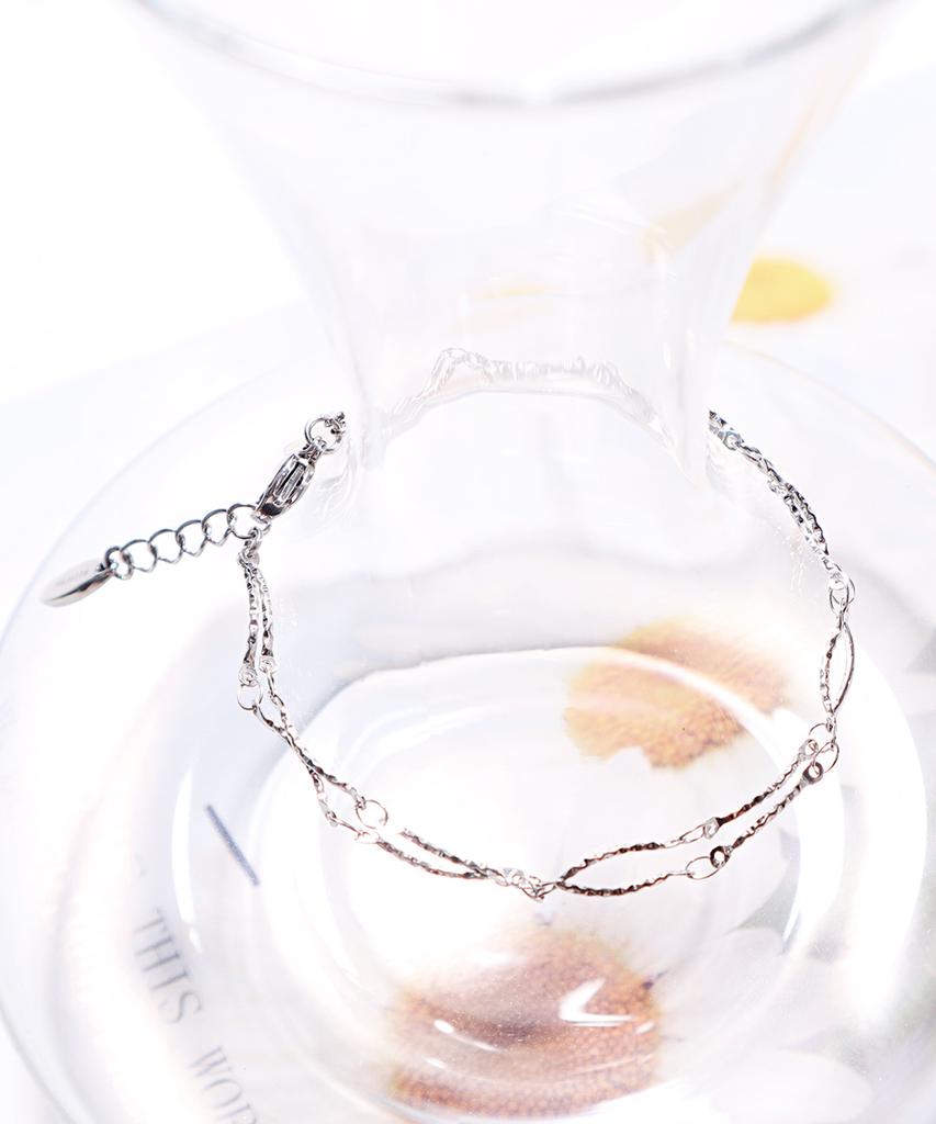 Polalita Wave Texture Double Chain Bracelet (Plt-Br-123_Sv)