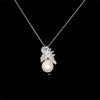 Fashion Vintage Zircon Flower Ear Stud Necklace Big Pearl