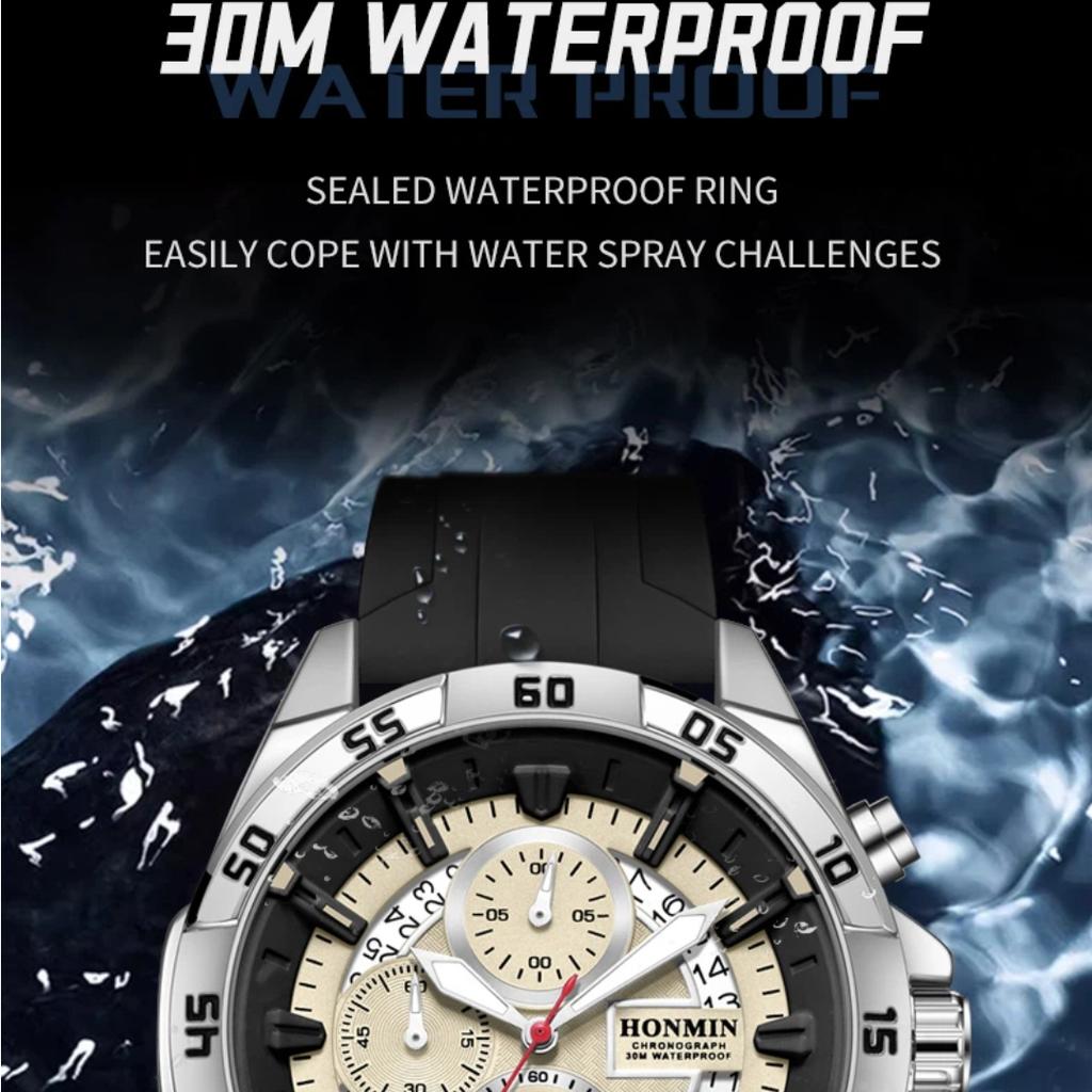 Luxus Herren Armbanduhr Quarz Original Silikonarmband Herrenuhren Datum Chronograph Wasserdicht Leuchtend Mann Uhr Männlich+Box