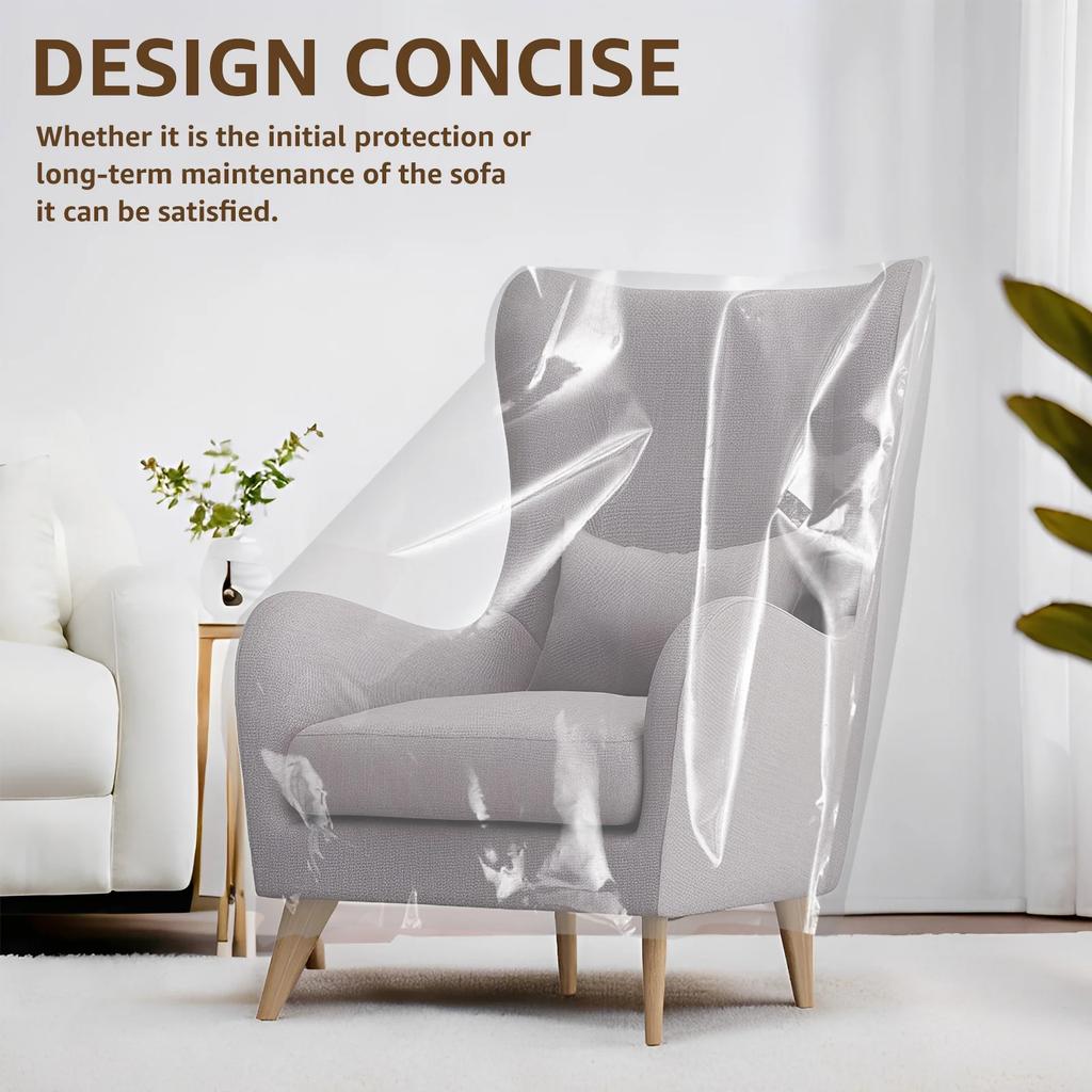 2Pcs Transparent Sofa Dust Cover Plastic Waterproof Recliner Protector Cover Multi purpose Furniture Protective Cover for Home