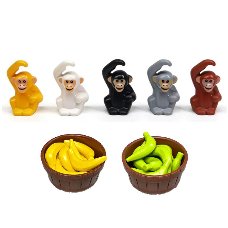 MOC Wild Animals Building Blocks Set Monkey Cow Bear Orangutan Leopard Snake Camel Mini DIY Model Compatible Bricks Kids Toy T19