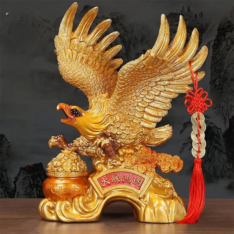 Feng Shui Resin Animal Eagle Grand Display Ornaments Company Desk Study Living Room Decor