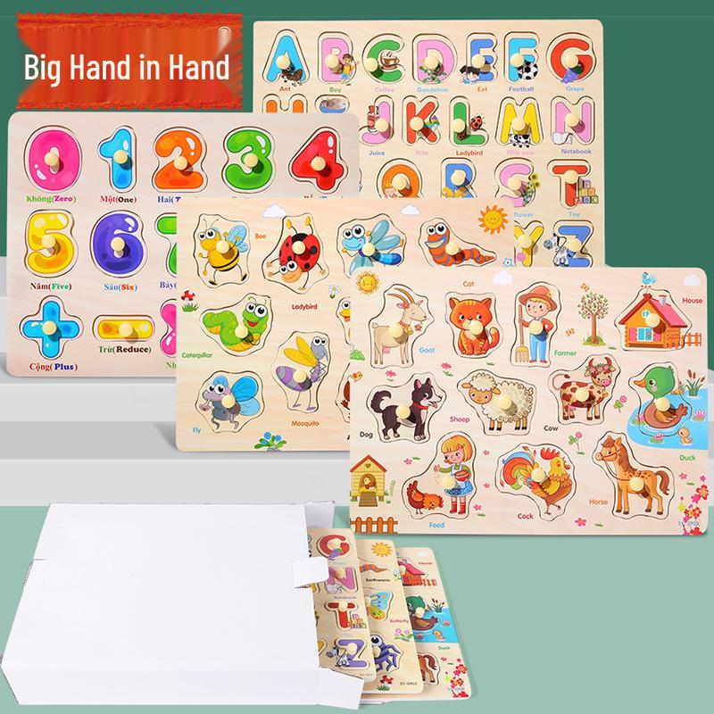 Wooden Alphanumeric Puzzle Board for Kids – Educational, Cognitive Matching & Hand Grab Toy