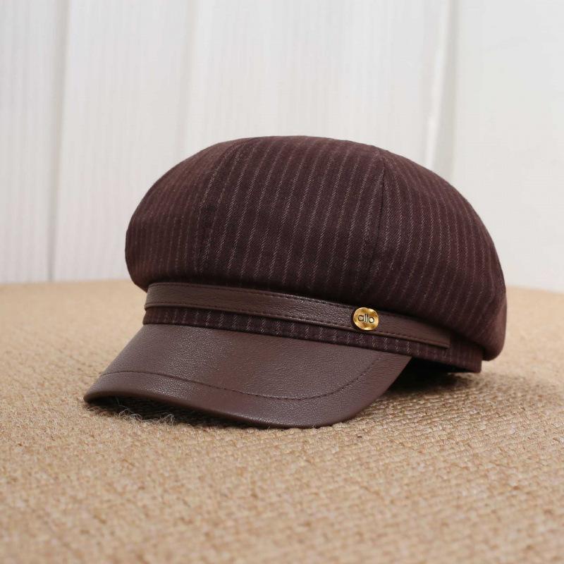 Octagonal beret women's autumn and winter retro British face small casual versatile newsboy duck tongue painter hat