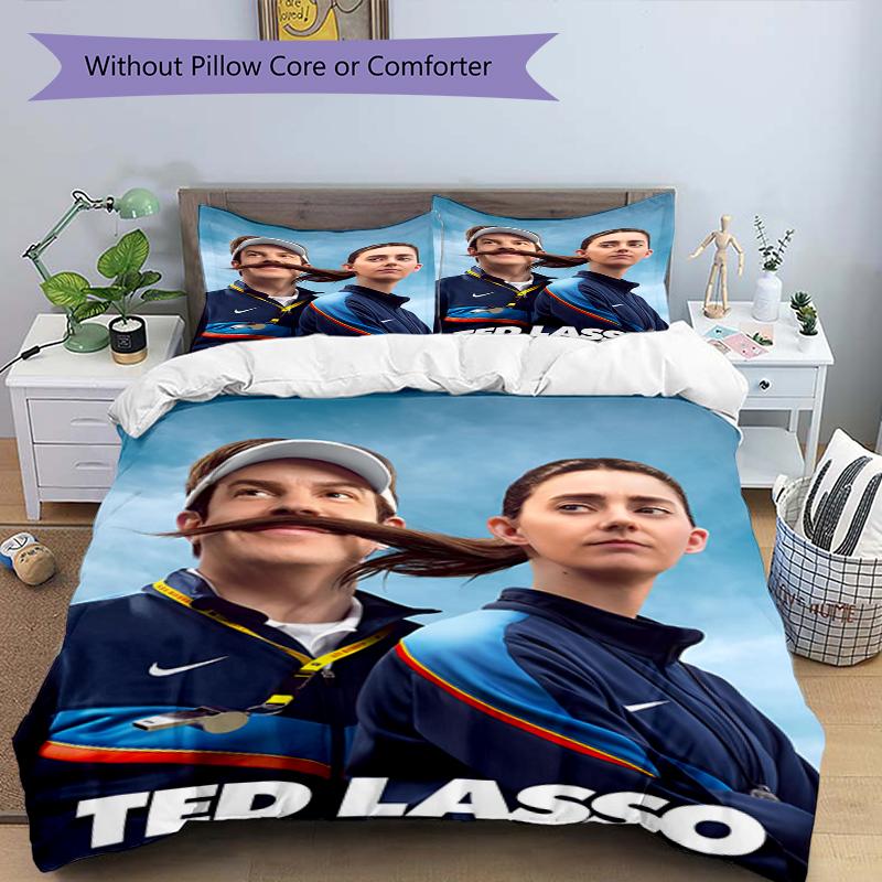 3pcs Ted Lasso Bedding Set Duvet Cover Closure Includes 1 Duvet Cover & 2 Pillowcases, Soft and Comfortable for All Seasons.