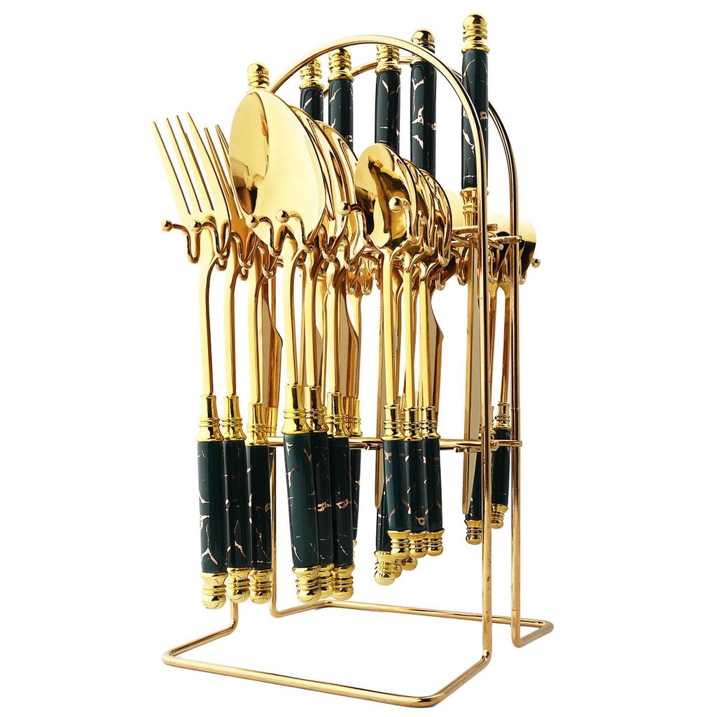 Buy Ceramic Green Gold Dinnerware Set Stainless Steel Cutlery Home Fork