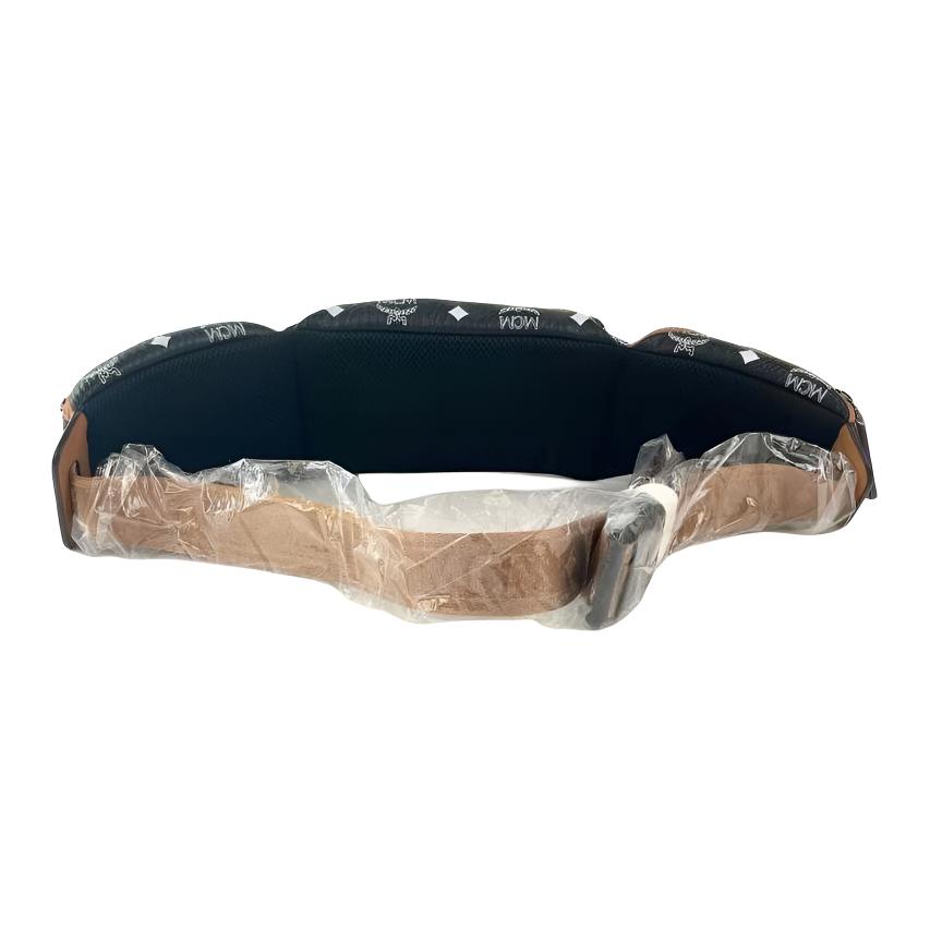 MCM Logo Reißverschluss Segeltuch Hüfttasche Groß Unisex Hüfttasche Schwarz MMZBAFO01BV001