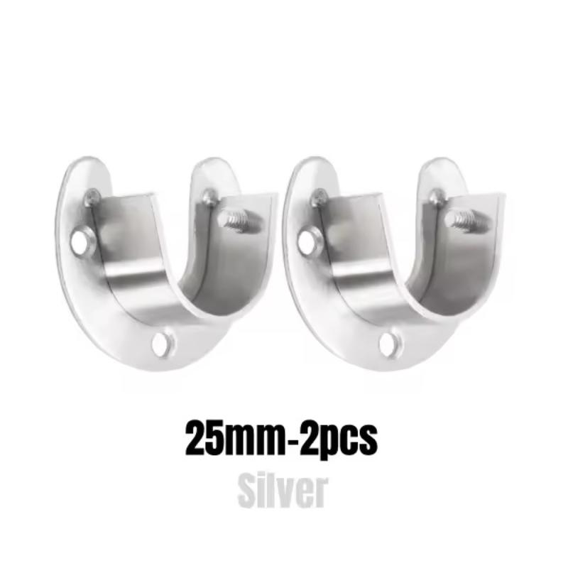 

2Pcs 304 Stainless Steel Flange Seat Wardrobe Hanger Rod Fixing Hardware Accessories Curtain Rod Tube Fixed Support Bracket Seat 25cm серебряный