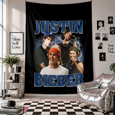 Veggteppe Justin Bieber Kunst Hengende Klut Dekorativ Bakgrunnstrekk for Romdekorasjon