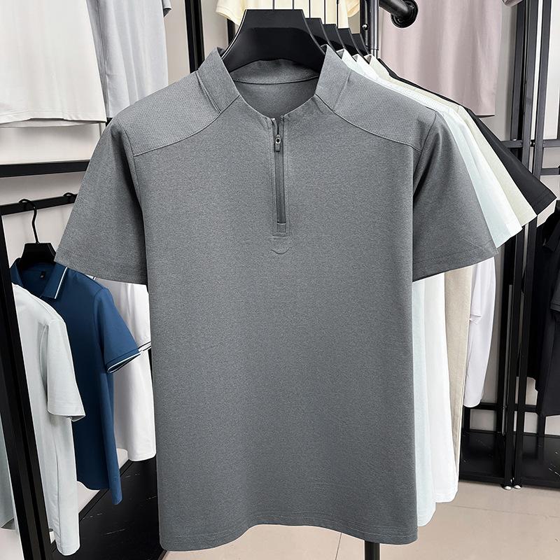 Ice Lapel Collar T-Shirt Summerpolo Slim Fit Trendy Casual Short Sleeve Men s Top M