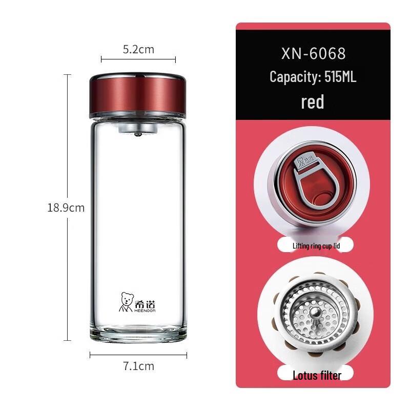 Xinuo Portable Single-Layer Glass Tea Bottle with Infuser