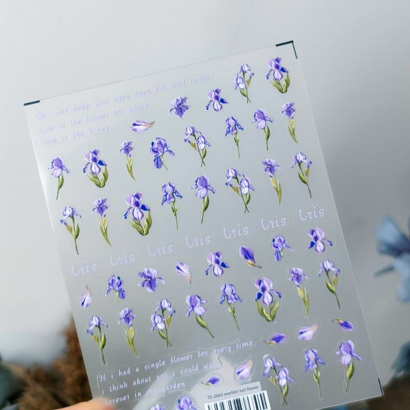 

Season Purple Flower-De-Luce Three-Dimensional Relief Nail Sticker Waterproof Nail Sticker Decorative Sticker Ornament 2665 2666 TS-2665 Iris