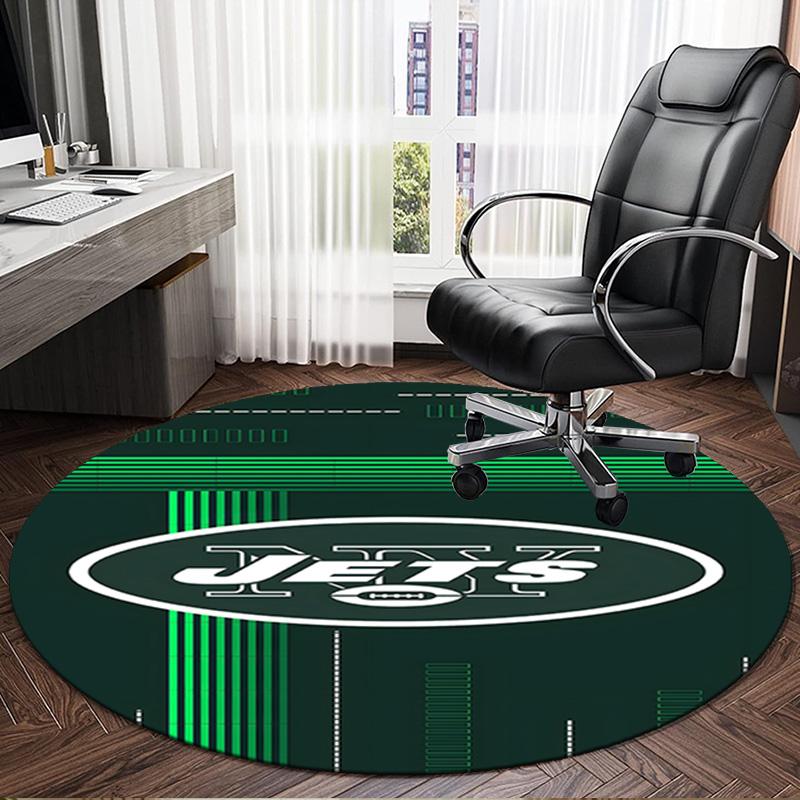 Jets Football Round Rug for Livingroom,Bedroom, Palyroom, Chair Rug, Area rug, Circle Carpet, Large Size Fan Christmas gift