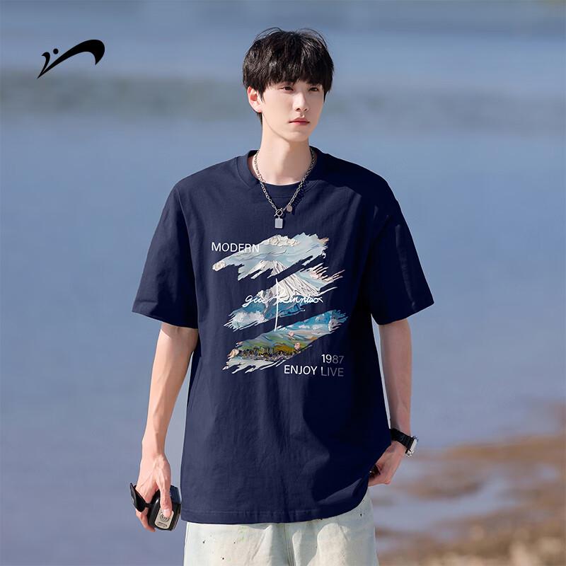 Guirenniao Unisex Cotton Mountain Print T-Shirt
