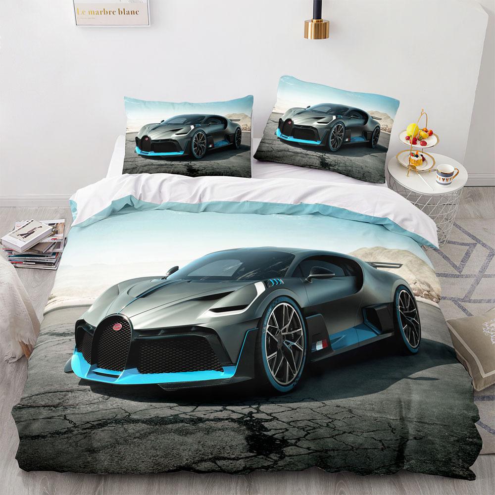 Sports Car Duvet Cover Sets Full Size,3 Piece Race Car Bedding Sets With Pillowcases For Teens Boys 2/3pcs Polyester Quilt Cover