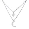 2024 Women's Sterling Silver Star & Moon Double Layer Necklace: Light Luxury, Personalized Summer Clavicle Chain