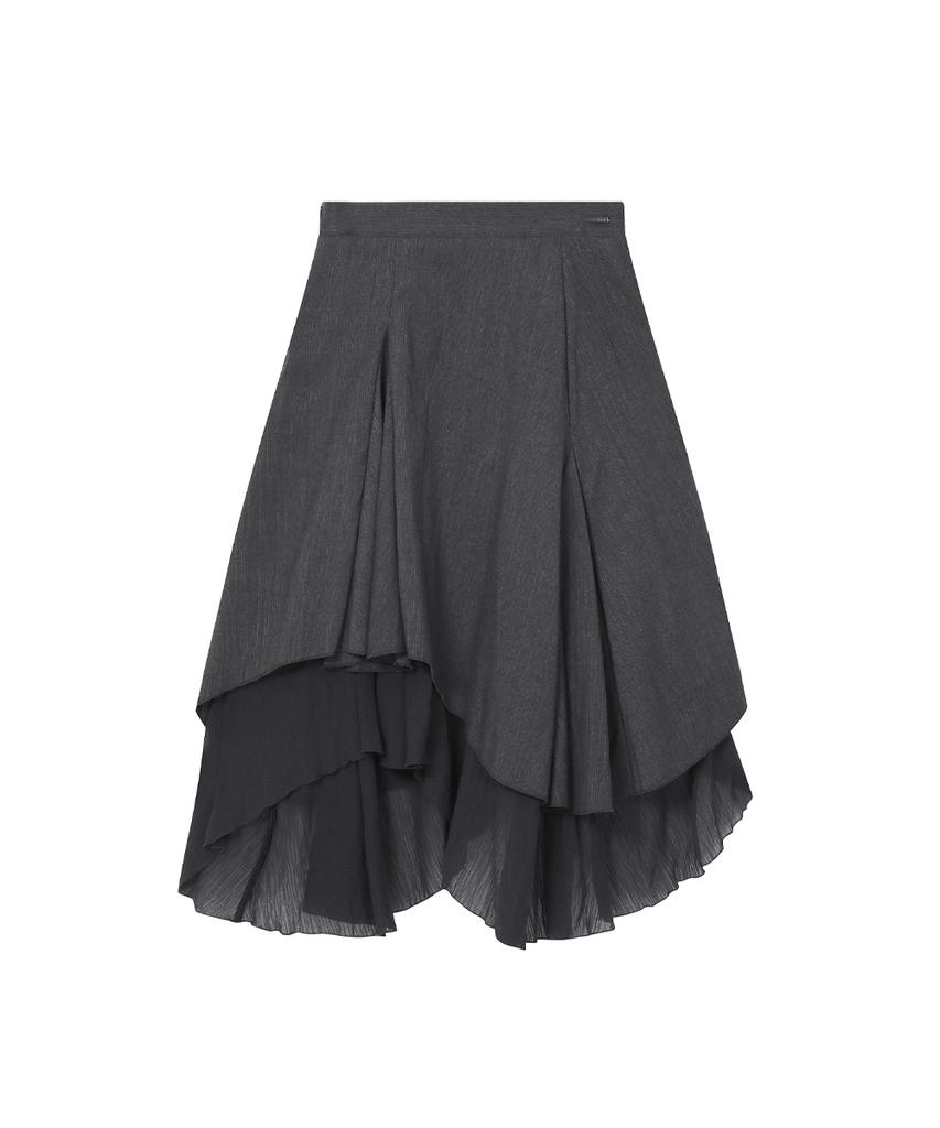Miseki Seoul Unbalanced Layered Skirt Charcoal