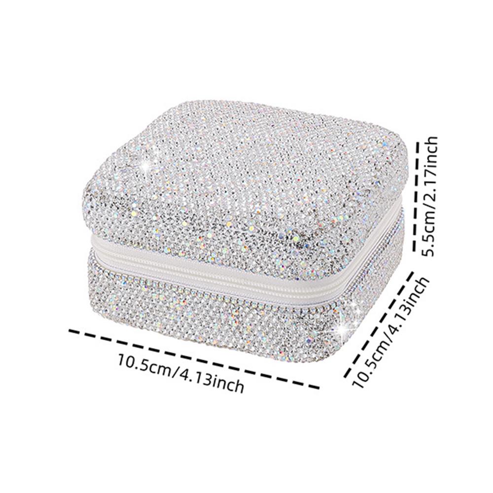 Luxury Travel Earrings Storage Case Square Portable Ring Holder Studded Jewelry Organizer Makeup