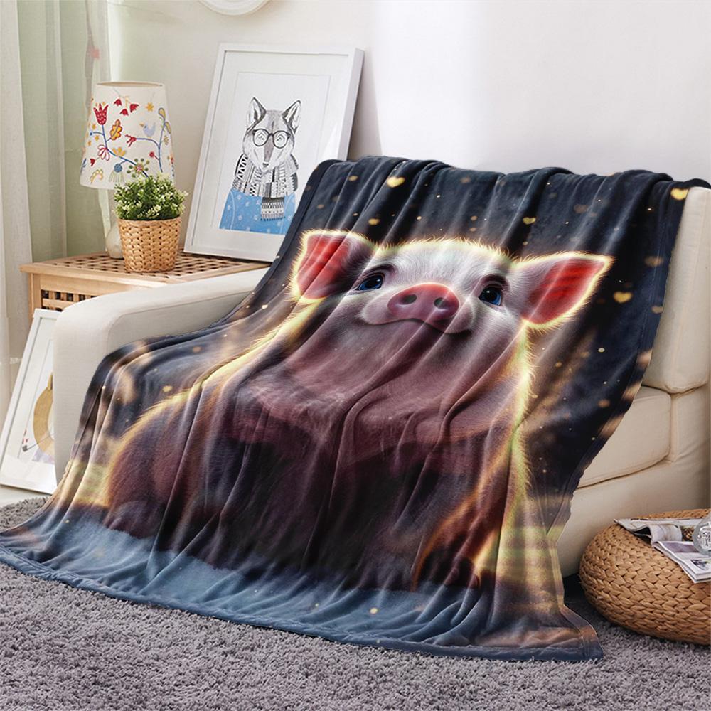 1PC Cute Little Animals Print Flannel Blanket, High Quality Comfortable for All Seasons, Home Decor, Warmth and Comfort