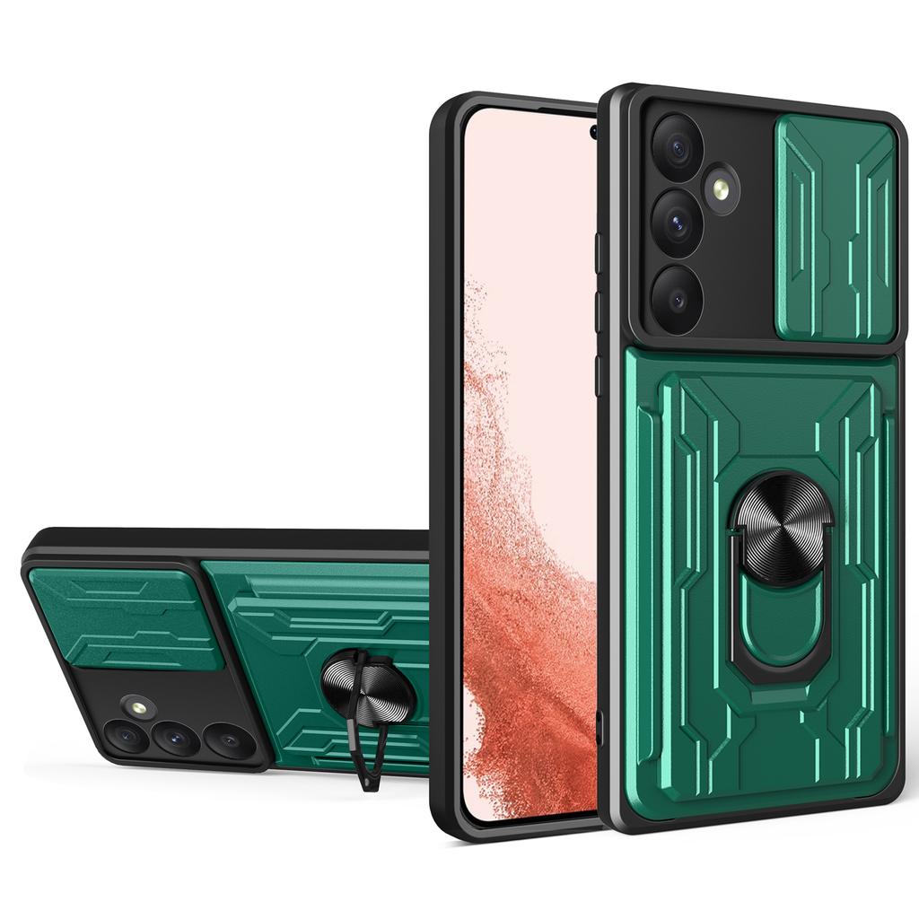 For Samsung Galaxy A55 5G Case PC+TPU Kickstand Phone Back Cover with Camera Slider