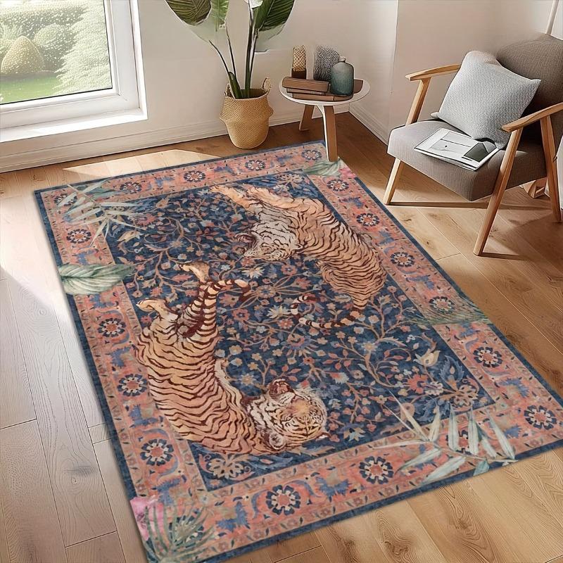 Home Decor Brown Tiger Pattern Large Area Carpet Home Decor, Living Room Mat, Sofa Cushion, Door Mat, Bedroom Mat, Outdoor Rugs
